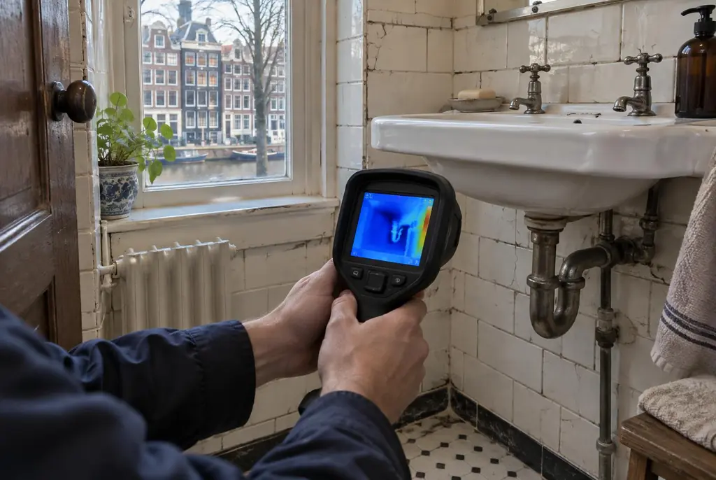 Lekdetectie Haastrecht – badkamer met oude leidingen achter de tegels