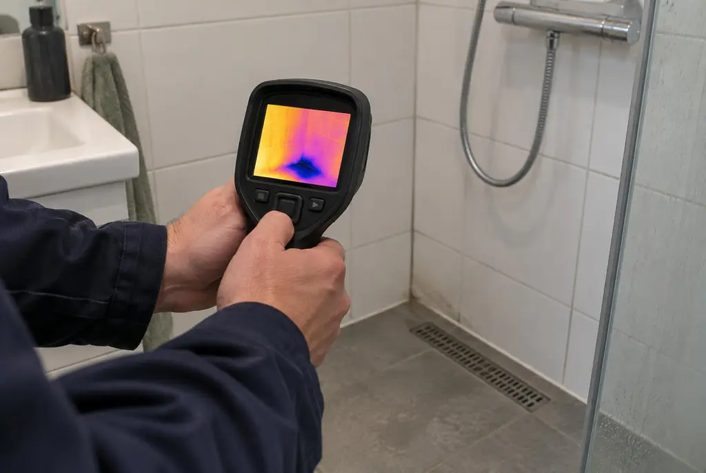 Lekdetectie Haastrecht – lekdetectiespecialist met warmtebeeldcamera in een badkamer